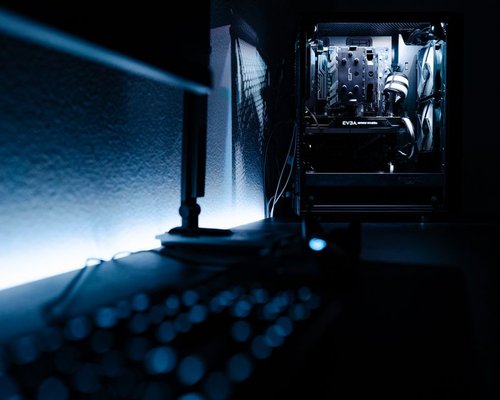 High-end PC setup in a modern apartment